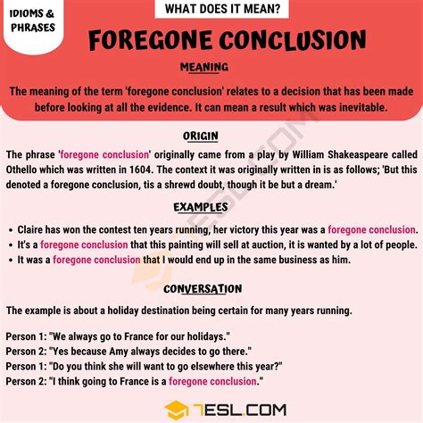 foregore|foregone definition.
